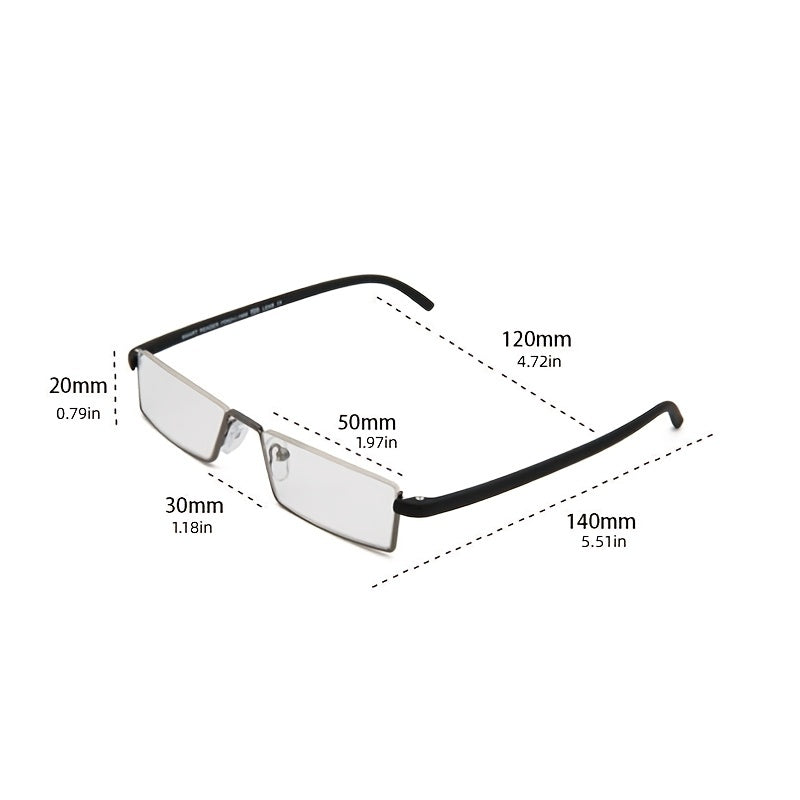 Half Frame Reading Glasses For Men Women Lightweight Metal Readers