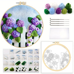 DIY Wool Felting Painting Embroidery Frame Needle Wool Painting Picture 20x20cm