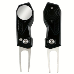 Foldable Golf Divot Repair Tool Magnetic Marker Green Fork