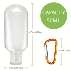 Travel Bottles With Keychain 50ml 2Oz 10Pc Empty Plastic Carabiner Bottles