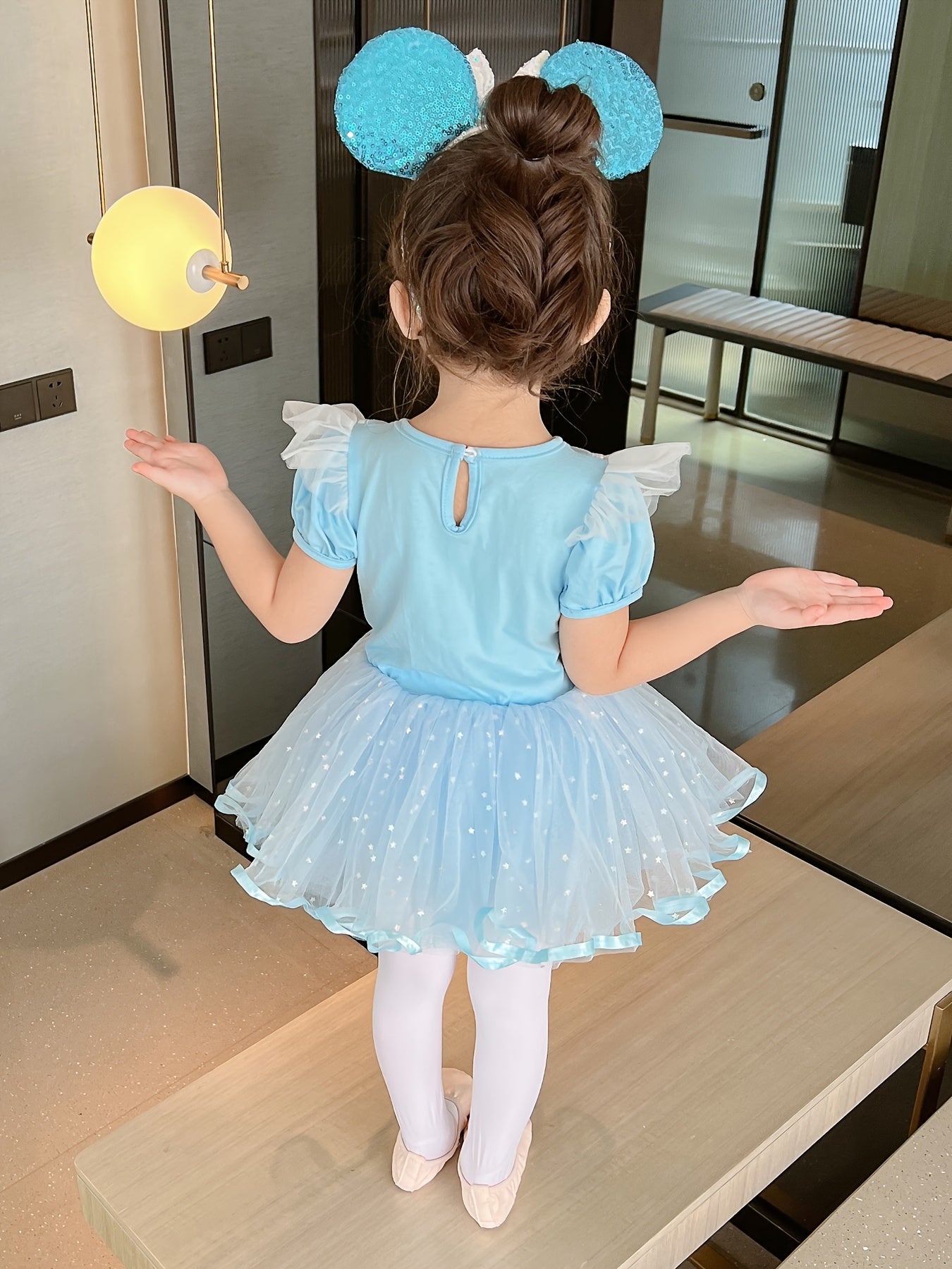 Cotton Solid Puff Sleeve Princess Tutu Dance Dress Ballet Leotard