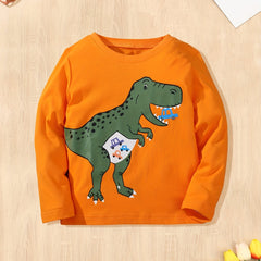 Boys Dinosaur Pattern Cotton Long Sleeve T Shirt for Autumn/Winter
