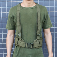 Tactical Waist Support with Suspenders and Padded Molle Belt