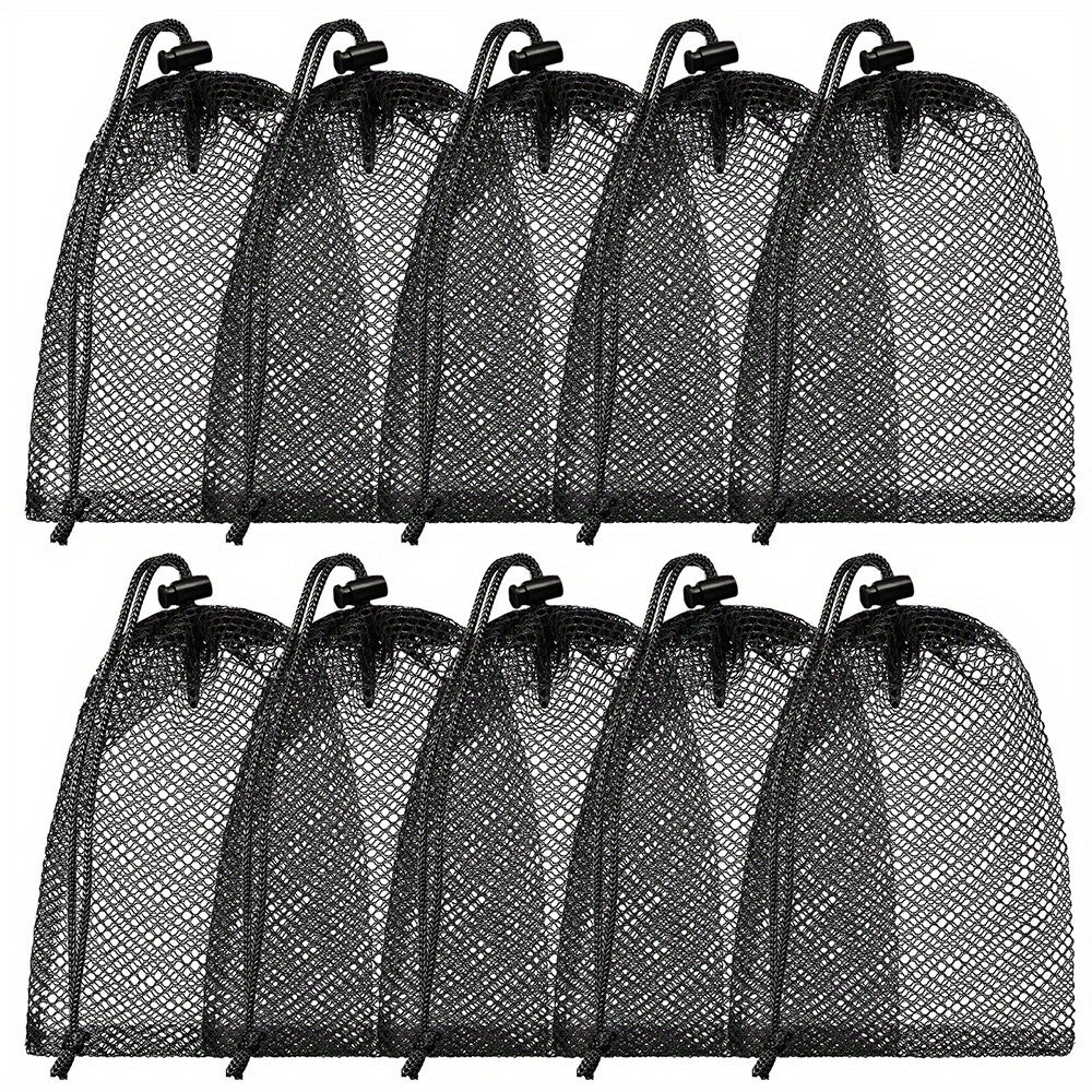 10pcs Nylon Mesh Bag 15x11 inch Drawstring Closure Durable for Shopping Storage