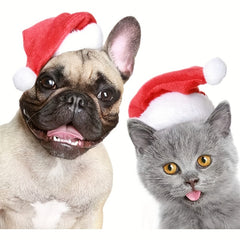 Pet Christmas Hat Red Plush Pet Cap Clothes