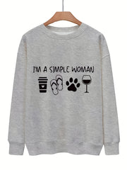 Graphic Print Pullover Sweatshirt for Fall & Winter Women's Clothing