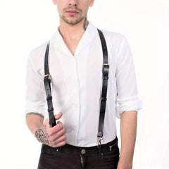 Men's Decorative Leather Suspenders Adjustable British Style