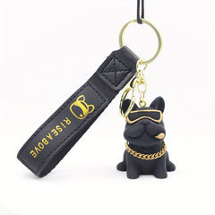 Bulldog Keyring Resin Law Bucket Cartoon Figuration Car Couple Bag Pendant