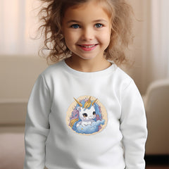 Girls Unicorn Pattern Crew Neck Sweatshirt For Spring Fall