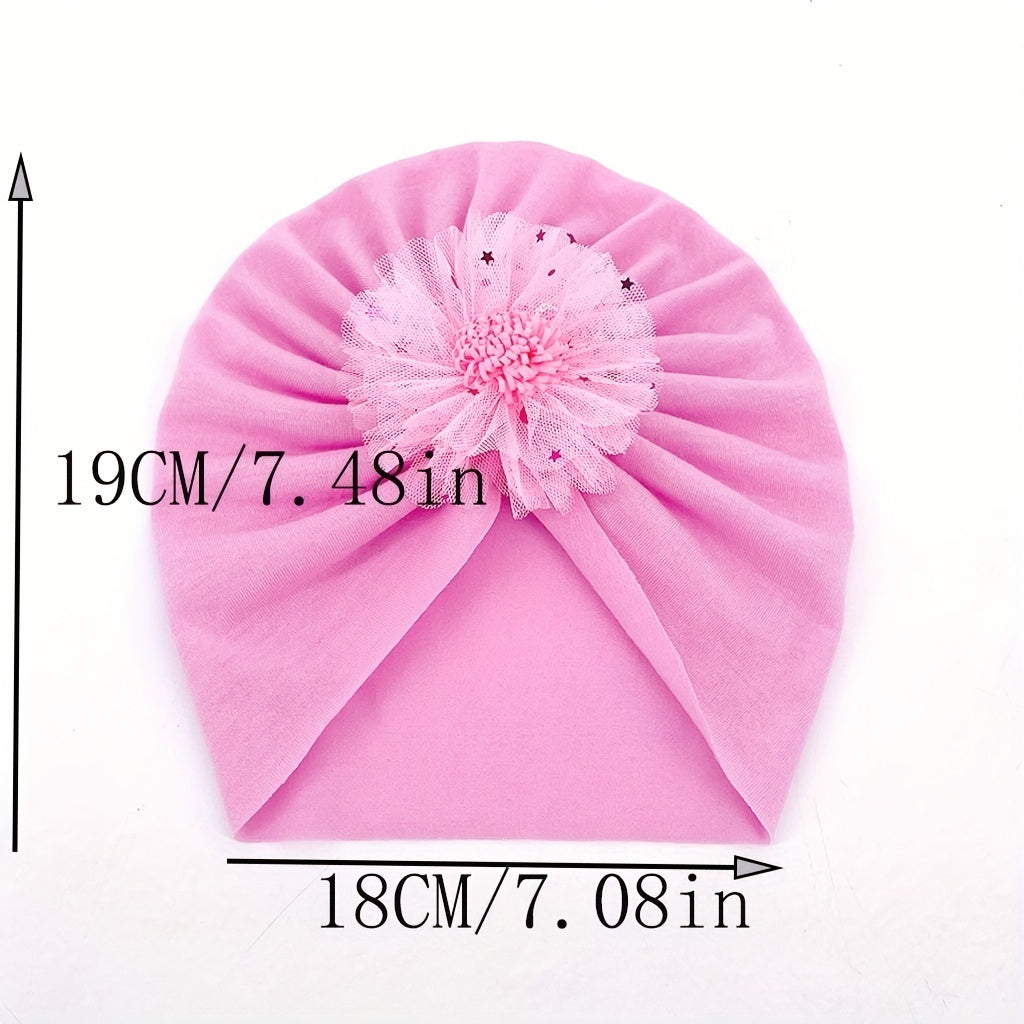 2Pcs Baby Thin Turban Cap Breathable Flower Comfortable Cap