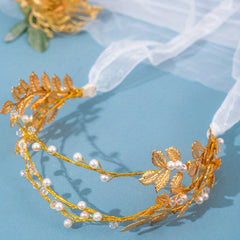 Golden Leaf Hairband Bridal Headdress Wedding Dress Accessories