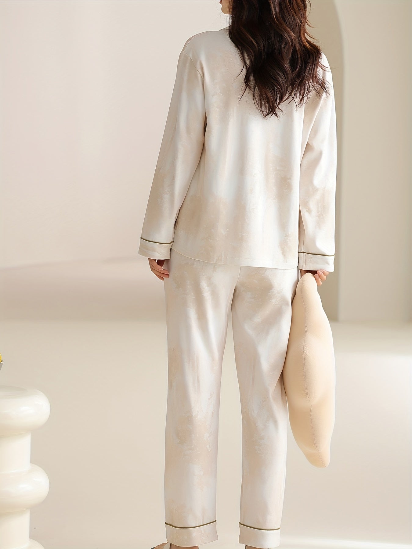 Letter Print Pajama Set Long Sleeve Women's Sleepwear