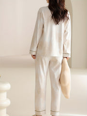 Letter Print Pajama Set Long Sleeve Women's Sleepwear