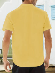 Men's Casual V-neck Short Sleeve Shirt for Summer Vacation