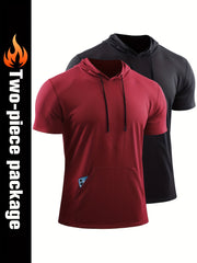 Men's Quick Dry Active Hoodie Short Sleeves Sweatshirt