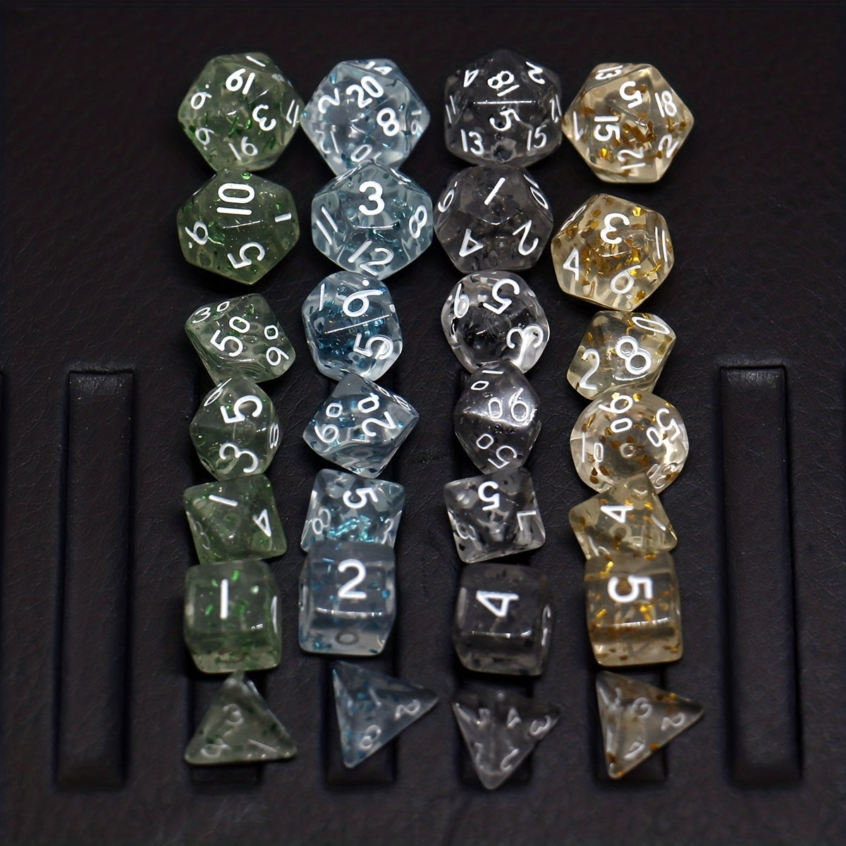 28pcs 4sets Acrylic Golden Foil Board Game Dice Polyhedral Table RPG Dice