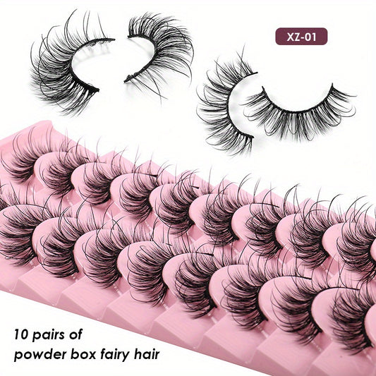 10 Pairs Fluffy Wispy False Eyelashes for Stage Party and Everyday Makeup