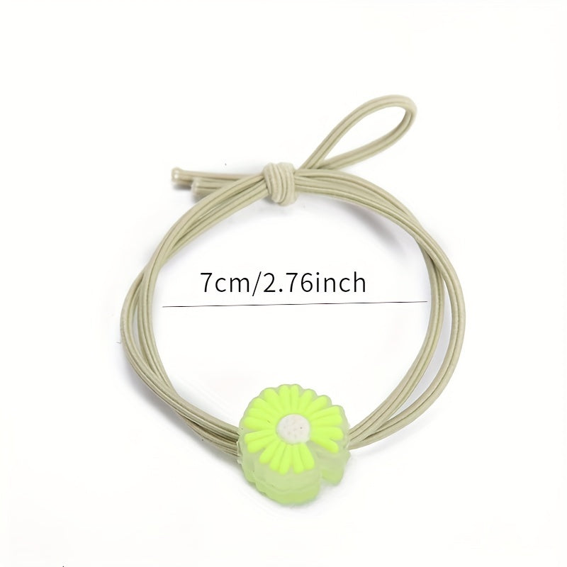 5pcs Luminous Daisy Hair Tie Hair Bands Ponytail Holders Scrunchies for Girls
