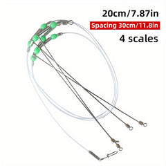 High Strength Fishing Wire Trace Leader with Swivels Snaps and Glow Beads
