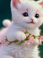 Sweet Flower & Cat Graphic Tee for Girls