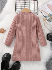 Girls Knitted Thermal Crew Neck Sweater Dress