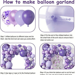 145pcs Purple Balloons Garland Arch Kit Baby Shower Butterfly Decorations