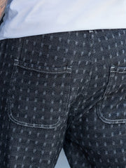Men's Plaid Pattern Denim Jeans With Pockets