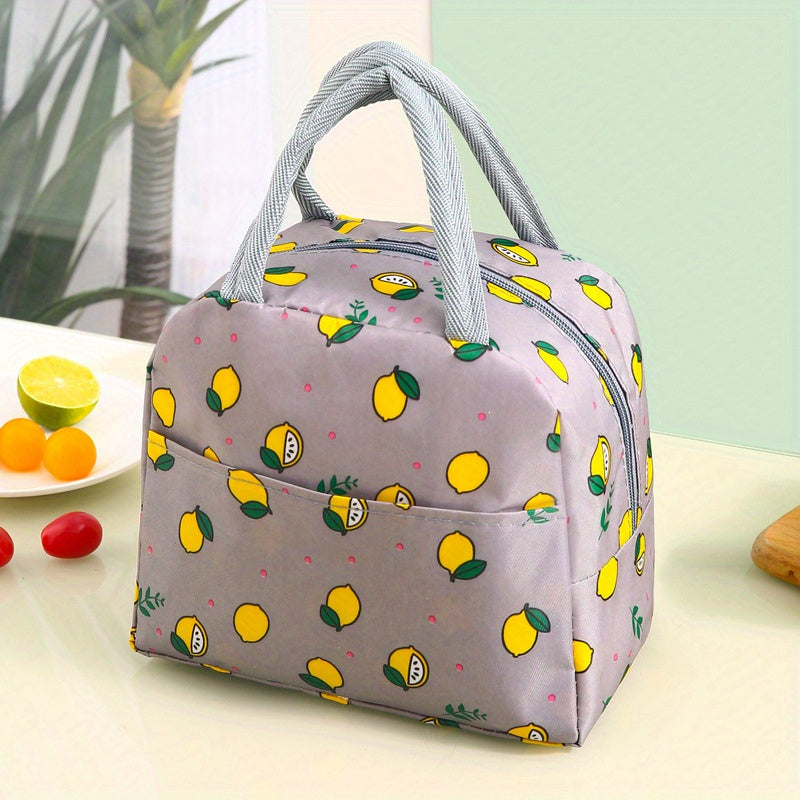 Flamingo Print Insulated Lunch Box Bag Portable Canvas Handbags