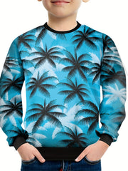 Coconut Tree Pattern Kid's Sweatshirt Unisex Pullover Casual Long Sleeve Top