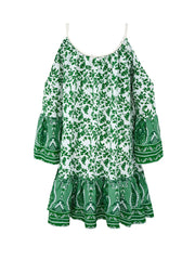 Floral Cold Shoulder Dress Crew Neck Women's Clothing