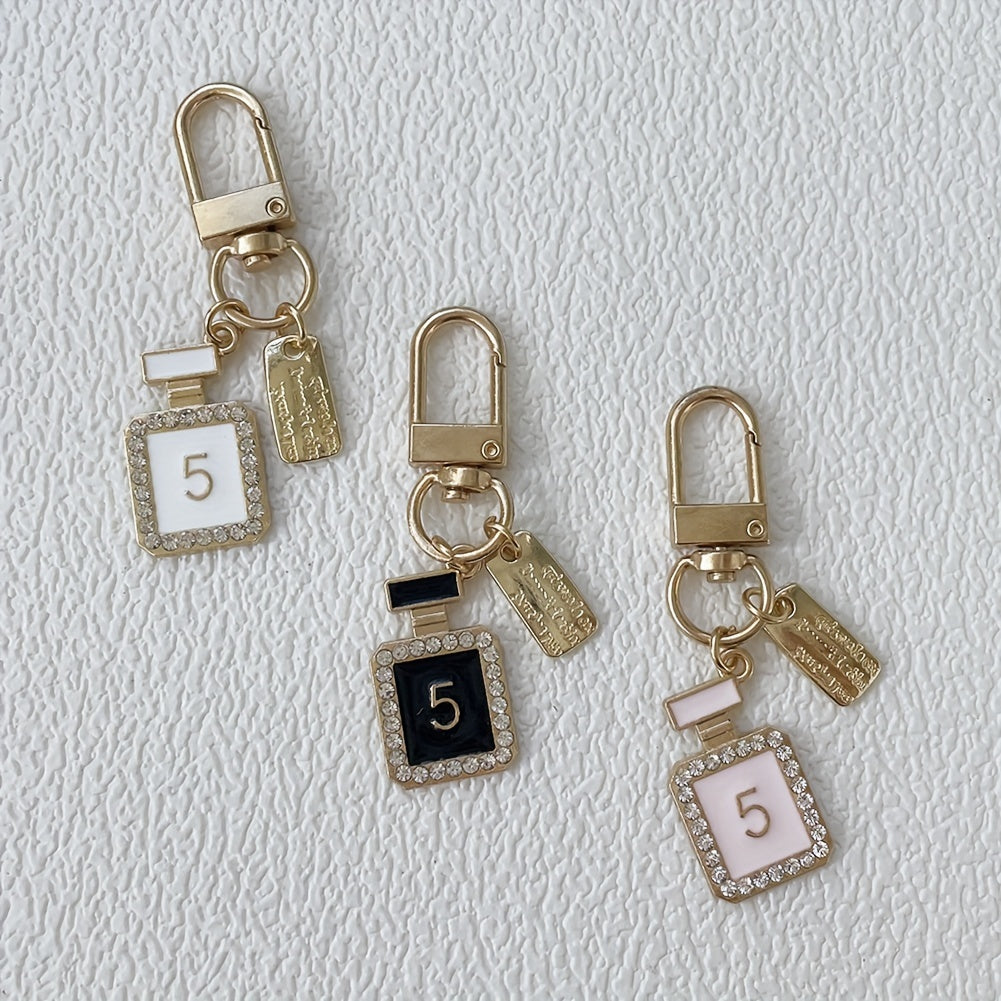 3pcs Rhinestone Perfume Bottle Keychain Key Ring Purse Bag Charm