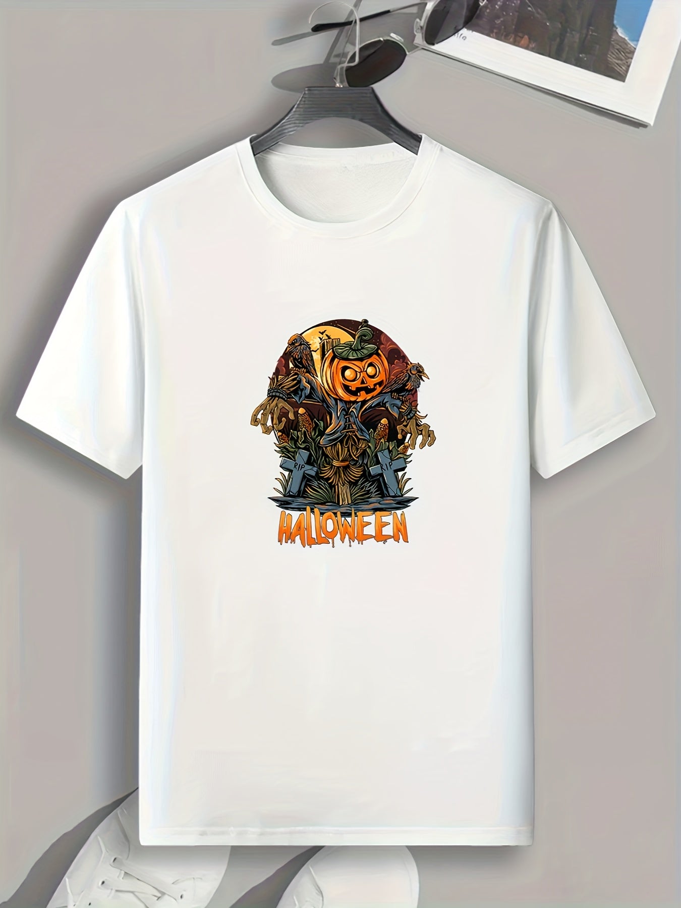 Halloween Graphic Print Sports T shirt Men's Casual Stretch Tee Shirt