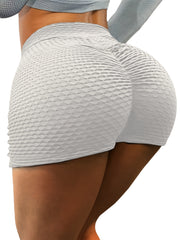 Textured Yoga Shorts High Waist Lifting Shorts Women's Clothing