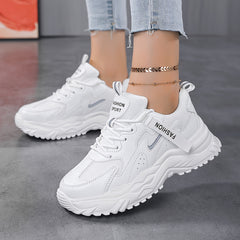 Women's Faux Leather Heighten Chunky Sneakers for Outdoor Sports