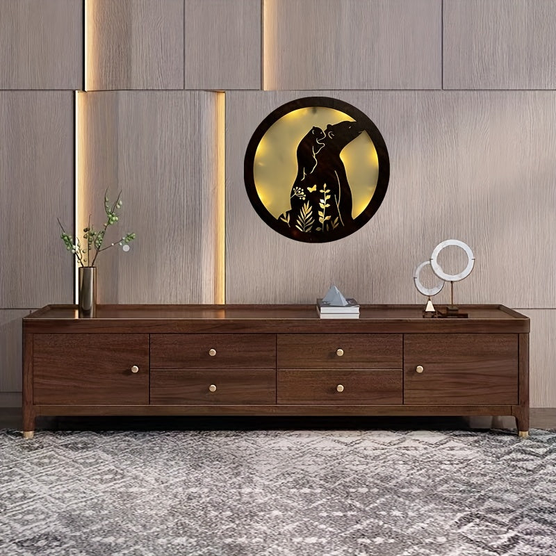 Children's Room Decoration Wall Clock LED Creative Lamp Retro Wooden Sign
