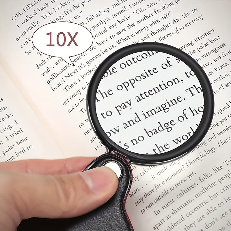 10x Handheld Magnifying Glass, Foldable & Portable Pocket Magnifier