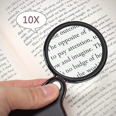 10x Handheld Magnifying Glass, Foldable & Portable Pocket Magnifier