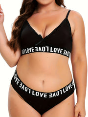 Sports Lingerie Set Women's Letter Print Bra & Panty Two Piece Set