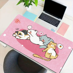 Pink Cat Large Mouse Pad Non Slip Office Desk Mat