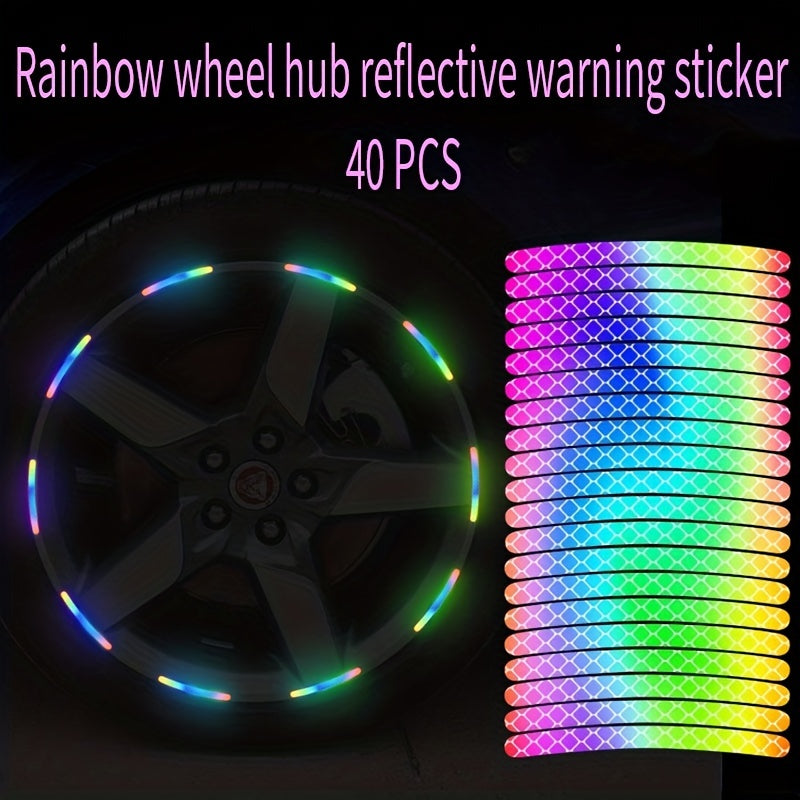 40pcs Car Wheel Hub Reflective Sticker Rim Strips Night Driving Luminous Sticker