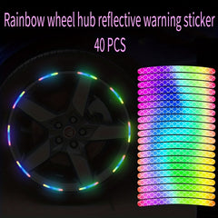 40pcs Car Wheel Hub Reflective Sticker Rim Strips Night Driving Luminous Sticker