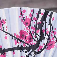 Floral Bamboo Fan Traditional Classic Plum Blossom Cosplay Accessory