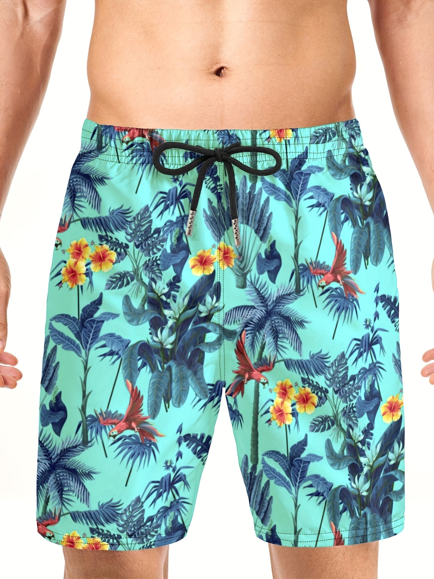 Tropical Forest Birds and Plants Shorts with Pockets