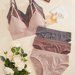 3 Set Wirefree Push Up Bra & Panties Lingerie