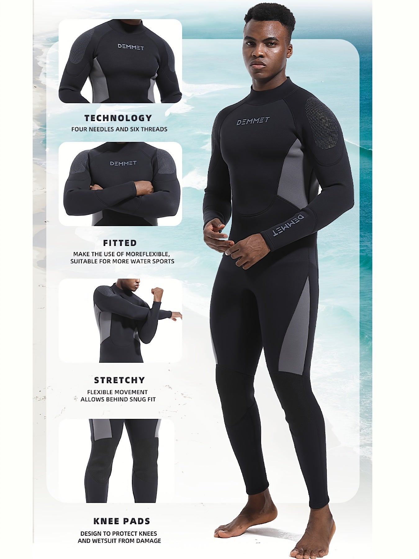 Men's 3mm Neoprene Diving Suit Anti Jellyfish Cold Proof Wetsuit