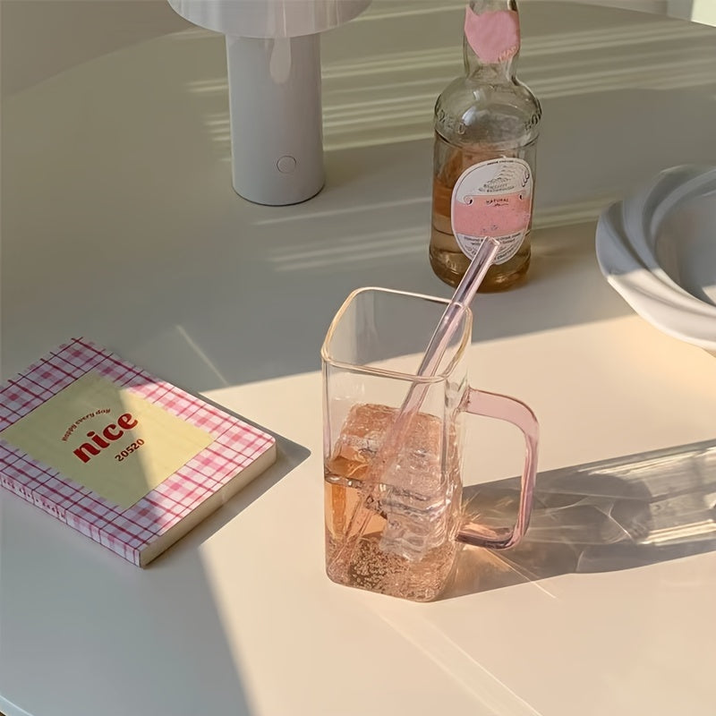 Square Transparent Glass Water Cup With Lid 6ml 15oz