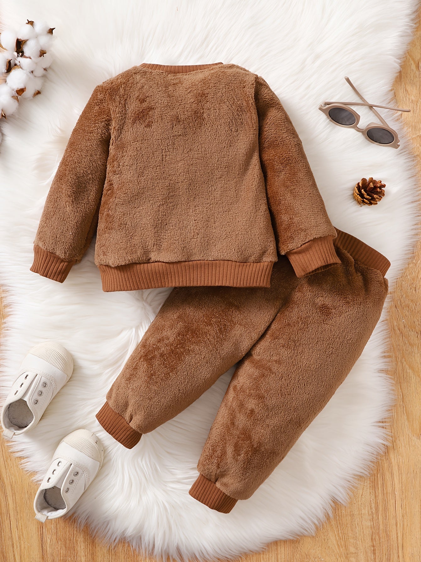 Boys Dinosaur Embroidery Long Sleeve Pullover Top Trousers Set