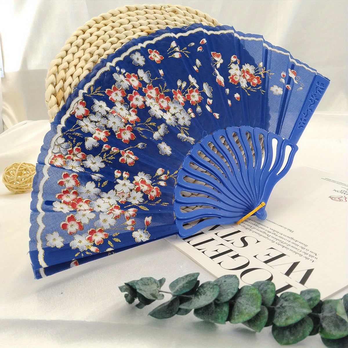 Vintage Flower Folding Fan Dance Performance Prop