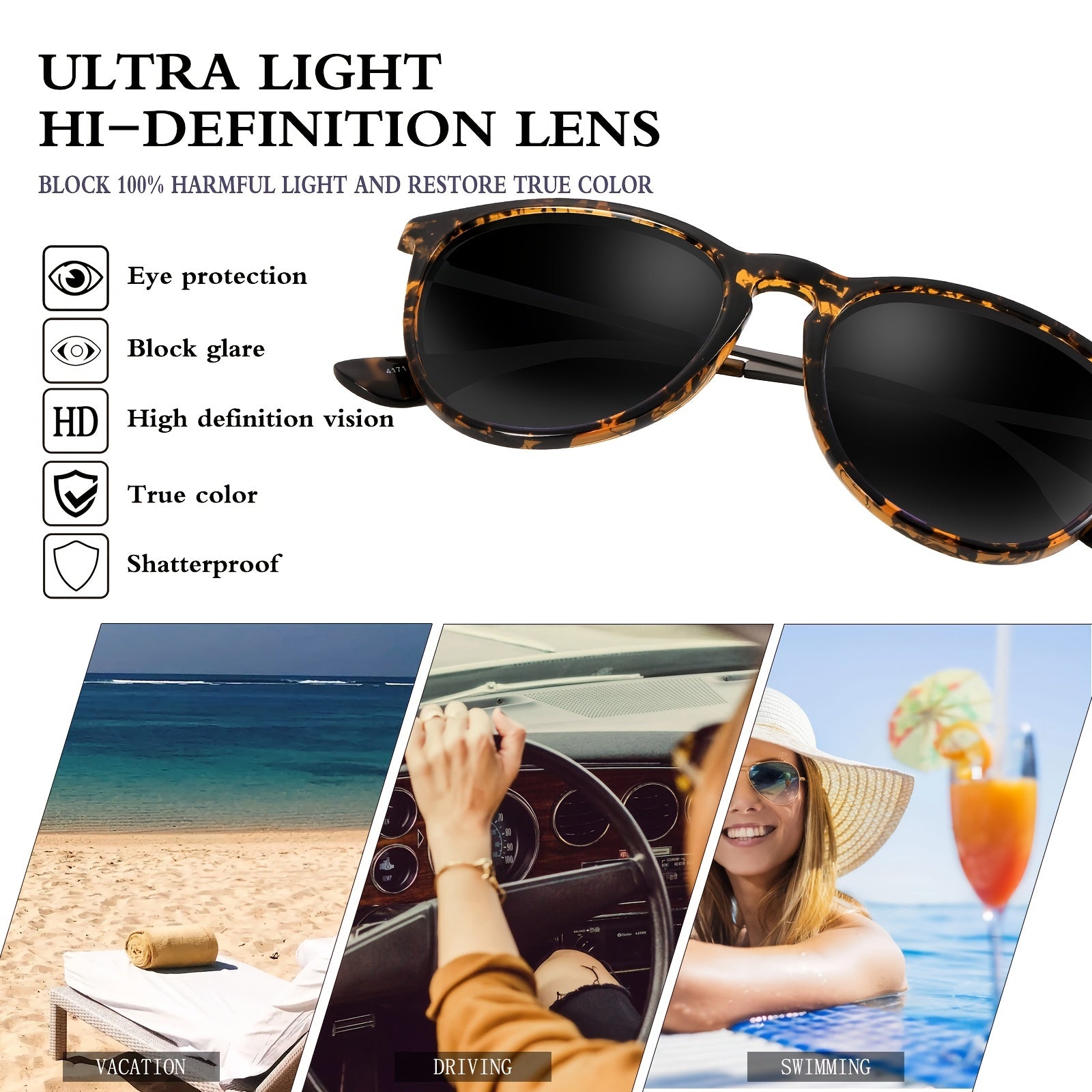 Polarized Round Frame Sunglasses Vintage Style for Men and Women