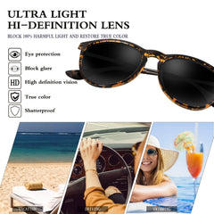 Polarized Round Frame Sunglasses Vintage Style for Men and Women